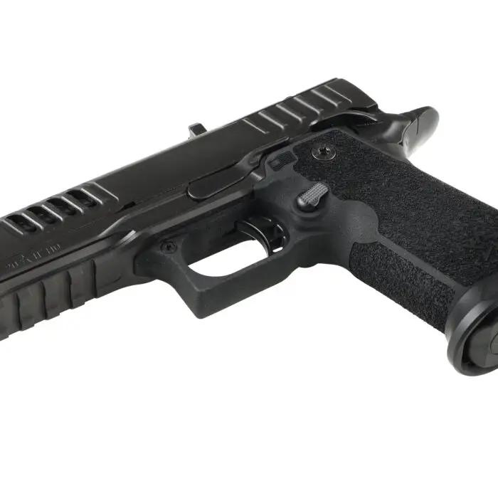 Staccato HD P4 compact 9mm pistol with tactical design, duty-ready handgun featuring optic-ready slide and ergonomic grip for professional and defensive use